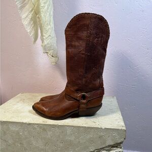 Vintage Zodiac Leather Cowboy Boots Harness Brown Size 8